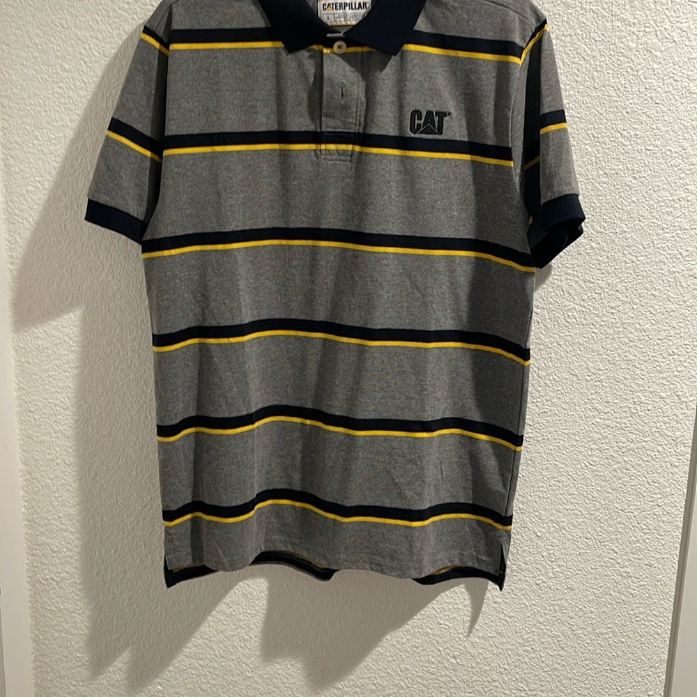 Caterpillar Gray Striped Polo Shirt